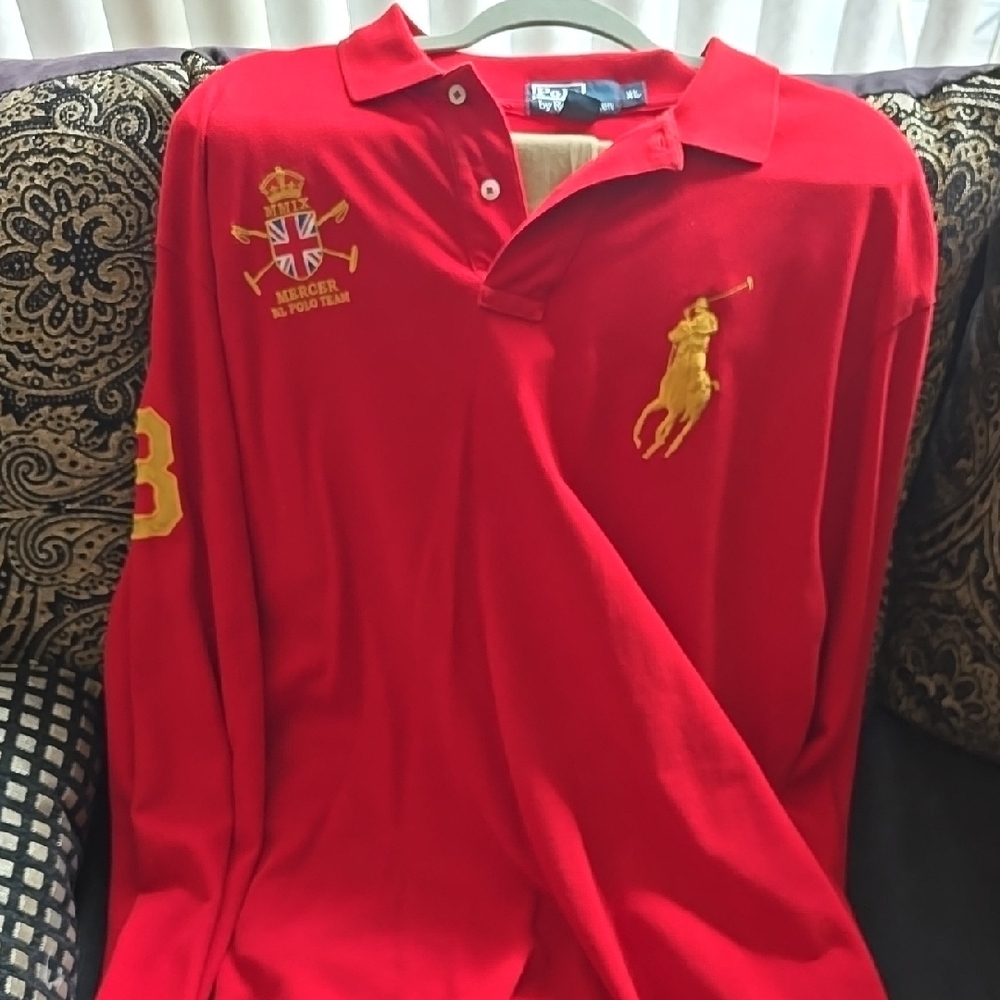 Ralph Lauren Red Polo Shirt with Classic Collar and Embroidered Logo